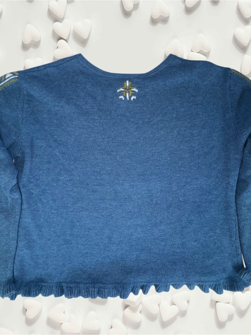 Sundance Blue Embroidered Ruffle Cardigan Sweater Boho Cottagecore - Picture 5 of 14